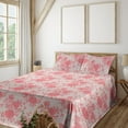 thumbnail image 1 of Ambesonne Flowers Boho Fitted & Flat Sheet with Sham 3 Pcs Set, Blooming Floral Art, Twin, Coral and Pale Rose, 1 of 1