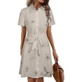 thumbnail image 1 of Flowers Botanical Womens Shirt Dresses Women'S Short Sleeve Dress Turn-Down Collar Dress A Line Casuall Dress Oversize(XS-6XL), 1 of 7