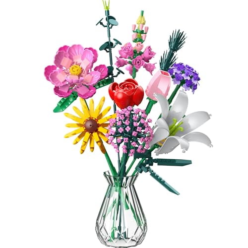 Flowers Bouquet Building Set,715Pcs Creative DIY Flower Botanical Collection Building Toys,Home Office Decor Gifts for Mother's Day,Valentine's Day,Birthday,Christmas