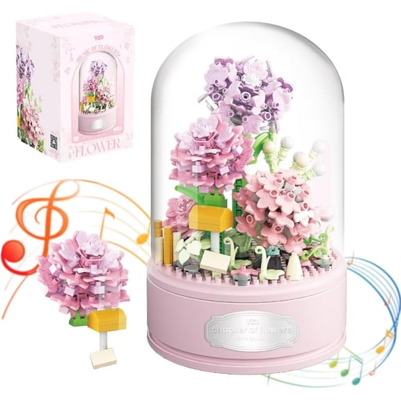 Flowers Bouquet Building Set Rose Music Box Kit for Adults Compatible with Lego