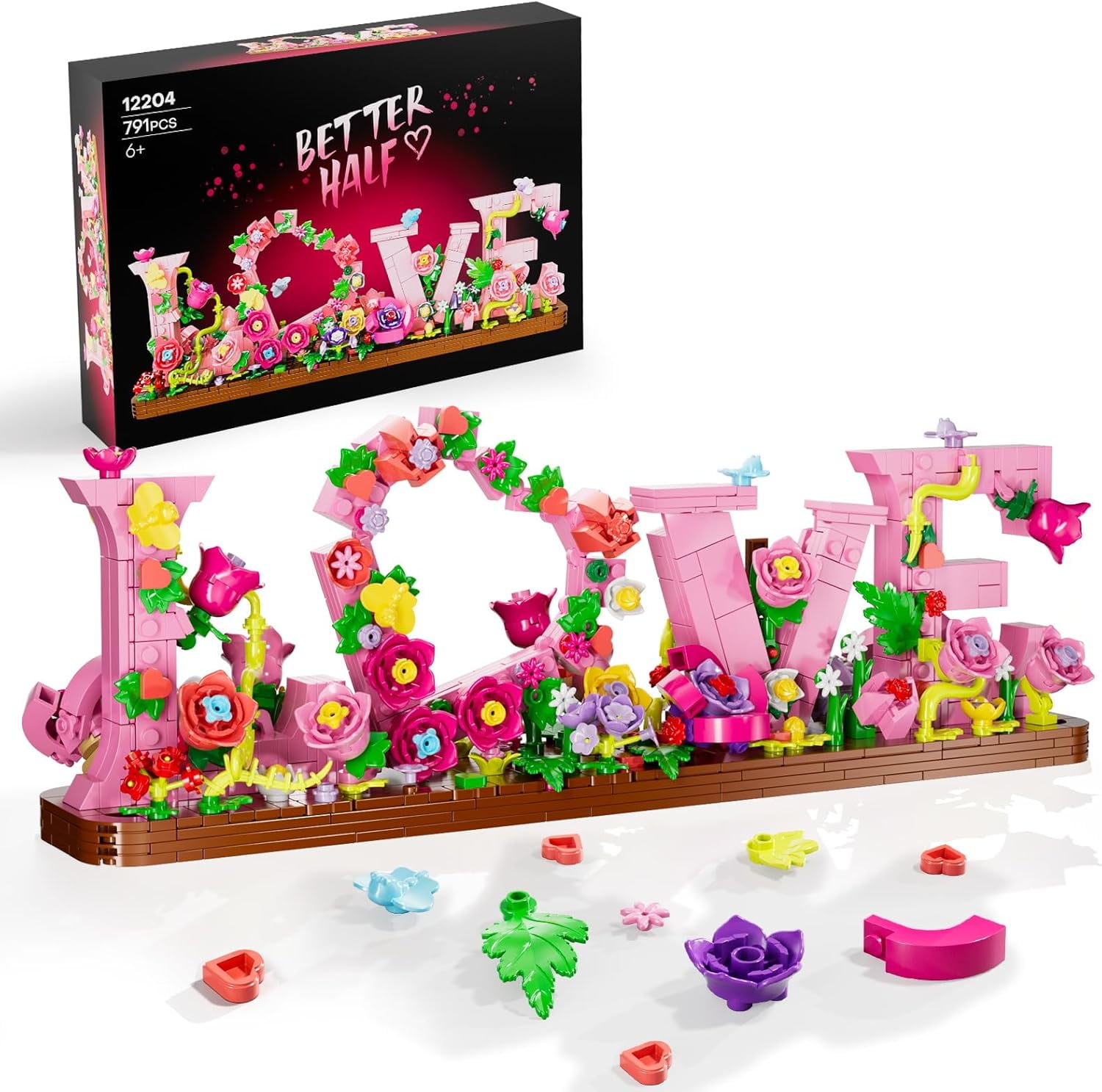 Flowers Bouquet Building Set, Love Shaped Flowers Building Set,791PCS Flowers Roses Botanical Plant DIY Collection for Adults Kids Girls,Home Decor Gift for Birthday,Anniversaries