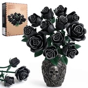 OKKIDY 12 Black Roses Botanical Collection set Compatible with Lego, 624 PCS ABS Botanical Flower Kit, Home Office Decor, Gift for her for Holiday & Birthday