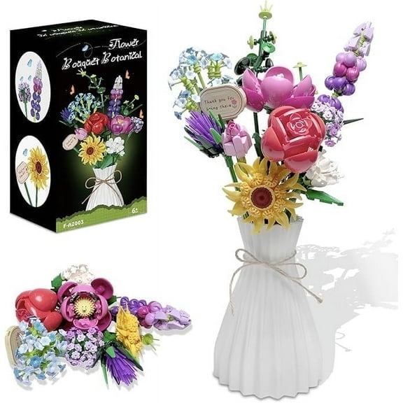 Flowers Bouquet Rose Building Blocks Set, Gothic Decoration, 967 Pcs Girls Gift for Valentine's Day