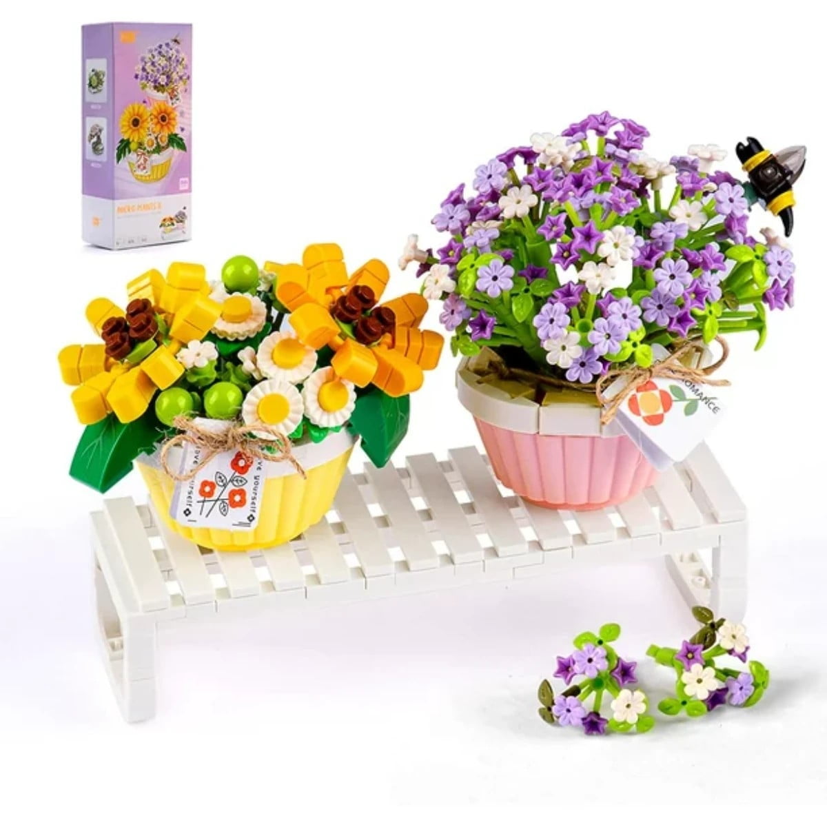 Flowers Bouquet Succulent Building Blocks Set for Girls and Adult