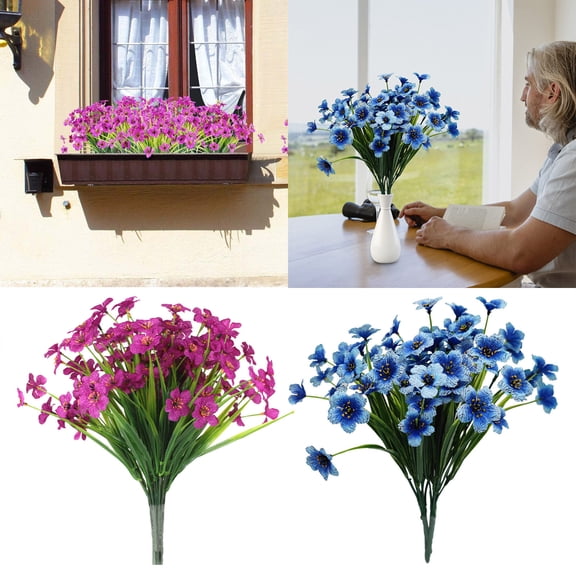 Jialinnn Artificial Latex Blue Flower Bouquet
