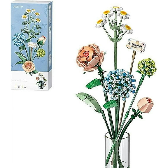 Flowers Bouquets Building Blocks Kits, Diy Artificial Flowers Bricks Toy Set For Kids And Adults,not Compatible With Lego (680 Pieces)
