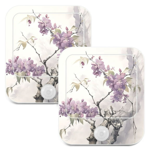 Flowers Branch Floral LED Motion Sensor Night Light Plug into Wall 2 Pack Auto Dusk to Dawn Adjustable