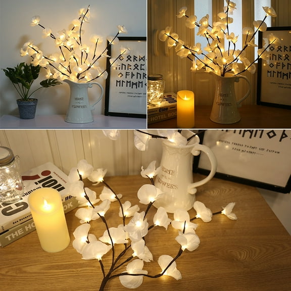 Flowers Branchs Lights-Artificial Phalaenopsis Decorative Lights Flower Shape Light Realistic DIY Floral Decor Artificial Flowers Lamp for Christmas/Room/Home/Party/Wedding/Decoration