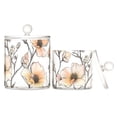 thumbnail image 1 of Flowers Bright Translucent Plastic Cotton Swabs Canisters Large Medium Set, 1 of 6
