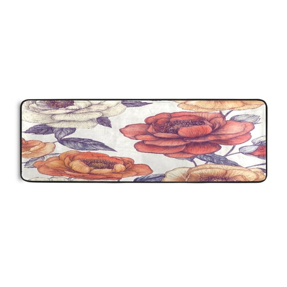 Flowers Bright and Colorful 72x24" Runner Rug, Non-Slip Memory Foam Cushion, Anti-Crease for Hallways and Bedrooms
