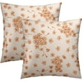 thumbnail image 1 of Flowers Brown and Cream Pillowcase Set of 2 Brown Little Floral Throw Pillows Square 18x18 Inch Vintage Chinoiserie Flowers Pillow Cushion Covers Decor for Home Living Room Bed Sofa Outdoor, 1 of 8