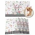 thumbnail image 1 of Flowers Bunny Easter Placemats Set of 12, Eggs Floral Leaves Table Mats Washable Heat-Insulation Non-Slip Place Mats for Kitchen Dinner Table Indoor Outdoor Decor,13x19 Inch White Black Plaid, 1 of 9