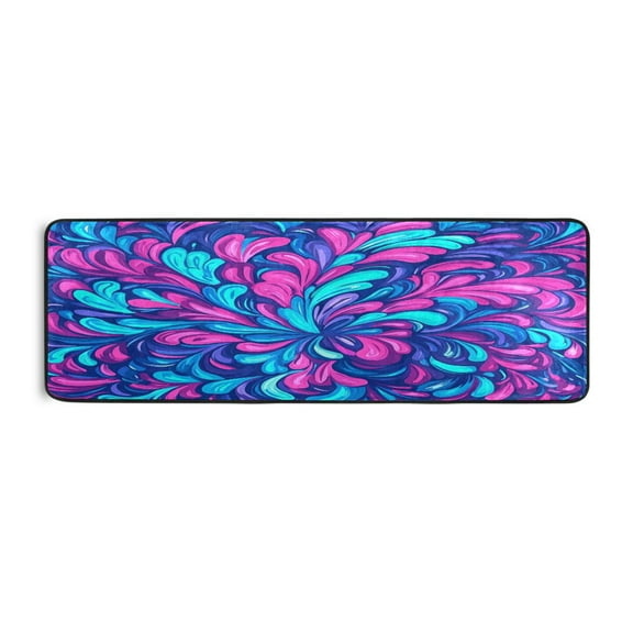 Flowers Burst Of Colors 72x24" Runner Rug, Non-Slip Memory Foam Cushion, Anti-Crease for Hallways and Bedrooms