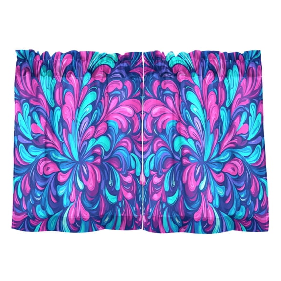 Flowers Burst Of Colors Kitchen Curtains Tier Set 27x24 Inch 2 Panels Semi Sheer Light Filtering Privacy UV Protection