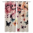 thumbnail image 1 of Flowers Butterfly Kitchen Curtains Vintage Rustic Ombre Spring Floral Cafe Short Curtains for Bathroom Blackout Window Curtain Small Window Treatment Drapes for Bedroom Living Room 27.5"x39"x2, 1 of 9