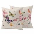 thumbnail image 1 of Flowers Butterfly Outdoor Waterproof Pillow Covers, Vintage Farmhouse Spring Floral Decorative Square Throw Pillowcase Sofa Cushion Sham for Patio/Couch/Chair, 16"x16" 2 Pack, 1 of 8
