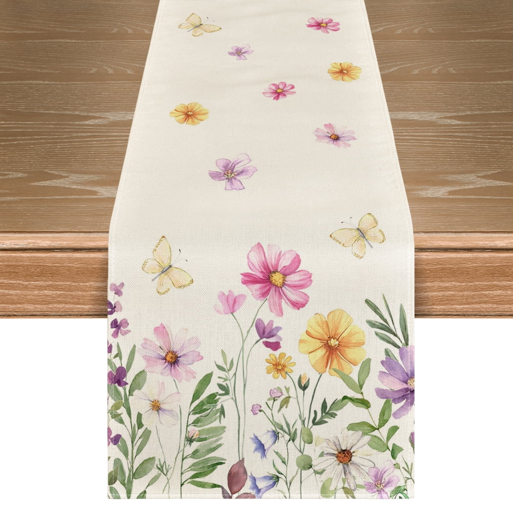 Sm:)e Flowers Butterfly Spring Table Runner 13x72 Inch
