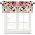 thumbnail image 1 of Flowers Butterfly Valances for Windows Farmhouse Kitchen Curtains Valances Rod Pocket Valance Curtains for Kitchen Windows Vintage Rustic Ombre Spring Floral Window Valances for Bathroom 54"x18", 1 of 6