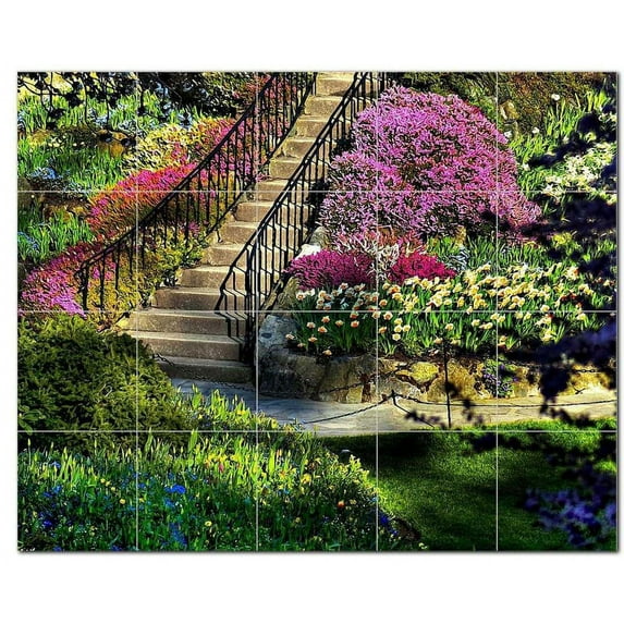 Flowers Ceramic Tile Mural Kitchen Backsplash Bathroom Shower, 402255-XL54