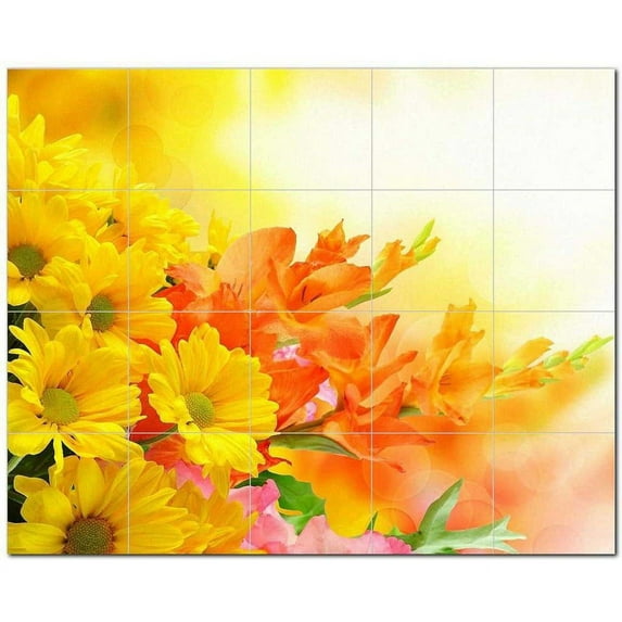 Flowers Ceramic Tile Mural Kitchen Backsplash Bathroom Shower, 402292-S54