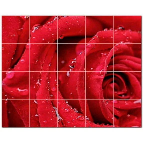 Flowers Ceramic Tile Mural Kitchen Backsplash Bathroom Shower, 402308-L54
