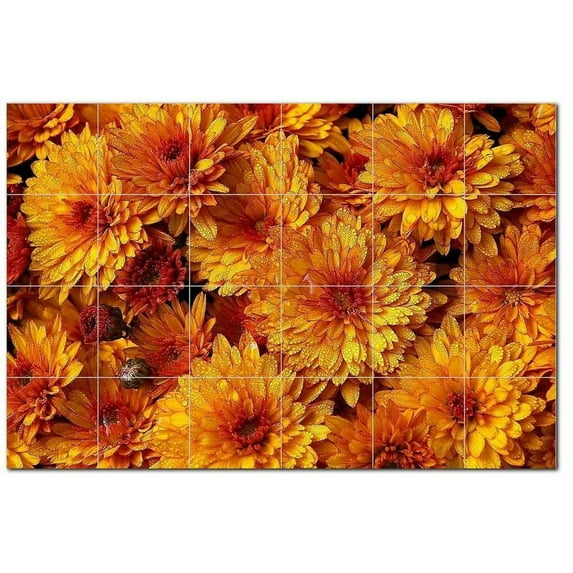 Flowers Ceramic Tile Mural Kitchen Backsplash Bathroom Shower, 402330-XL64