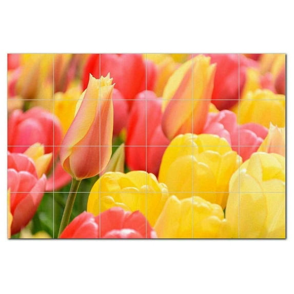 Flowers Ceramic Tile Mural Kitchen Backsplash Bathroom Shower, 402353-L64