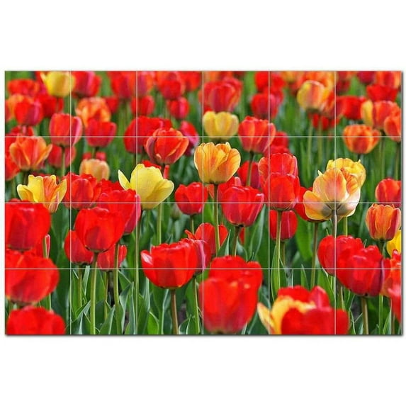 Flowers Ceramic Tile Mural Kitchen Backsplash Bathroom Shower, 402372-M64