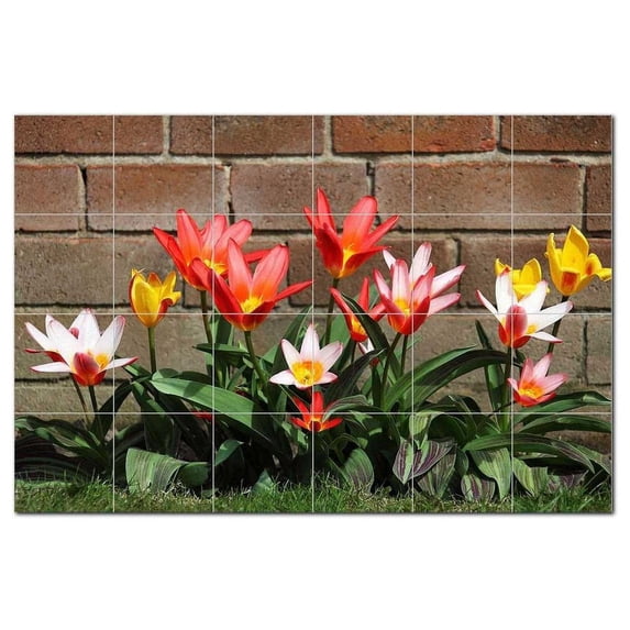 Flowers Ceramic Tile Mural Kitchen Backsplash Bathroom Shower, 402403-XL64