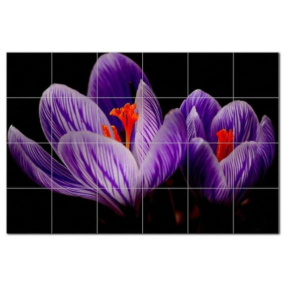 Flowers Ceramic Tile Mural Kitchen Backsplash Bathroom Shower, 402430-XL64