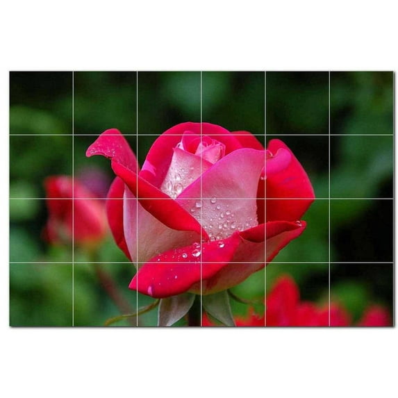 Flowers Ceramic Tile Mural Kitchen Backsplash Bathroom Shower, 402486-XL64