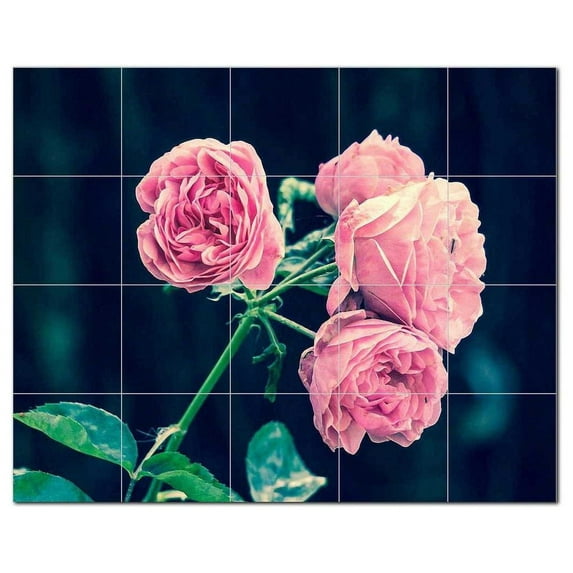 Flowers Ceramic Tile Mural Kitchen Backsplash Bathroom Shower, 402532-M54