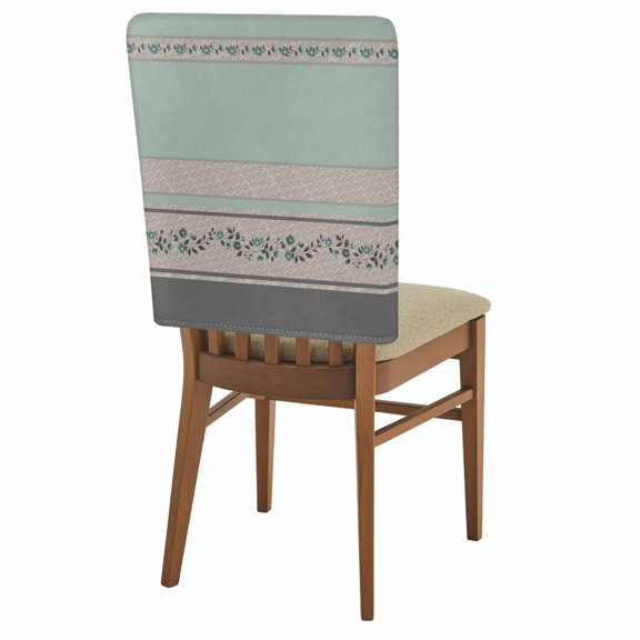 Flowers Chair Covers Set of 1 Boho Green Floral Grey Green Stripes Chair Back Covers Stretch Removable Washable Slipcovers Protector for Dining Room Kitchen Party Decor