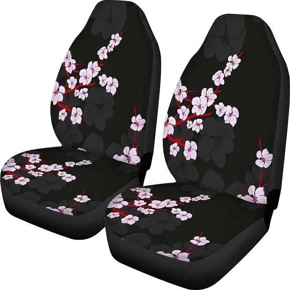 Trucks Cars Most Fit Universal Accessories Protector Seat Bucket Front 2 of Set Covers Seat Car Printed Blossoms Cherry Flowers