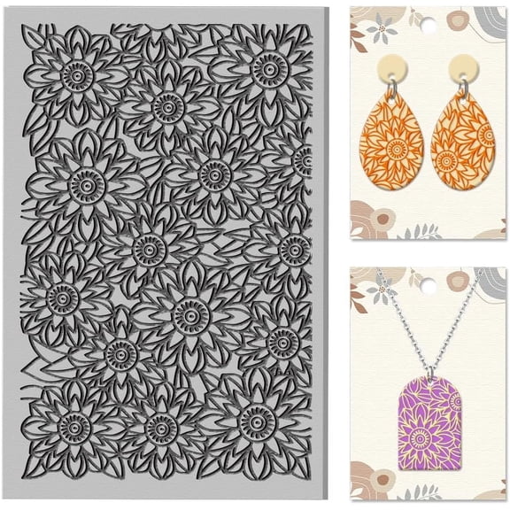 Flowers Clay Texture Mat Clay Modeling Pattern Pad Leaves Texture Sheets for DIY Making