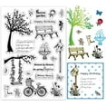 thumbnail image 1 of Flowers Clear Stamps, Grass Butterfly Silicone Stamps Bike Tree Words Stamps Chair Rubber Stamps Hiking Clear Stamps for Card Making Decoration and DIY Scrapbooking, 1 of 9