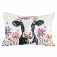 thumbnail image 1 of Flowers Cow Throw Pillow Cover 20 x 26 Inch Decorative Pillow Cover Spring Botanical Floral Plants Butterfly Lumbar Pillowcase Seasonal Rectangle Cushion Case for Couch Sofa Bed Living Room, 1 of 7