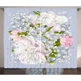 thumbnail image 1 of Ambesonne Flowers Curtains 2 Panel Set, Bridal Peonies Leaves, 108" x 108", Multicolor, 1 of 3