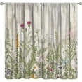 thumbnail image 1 of Flowers Curtains，Rustic Retro Wildflowers Herbs Plants Wooden Panels Farmhouse Theme，Bedroom Living Room Blackout Curtains，2 Panel Sets,42X54 Inch, 1 of 6