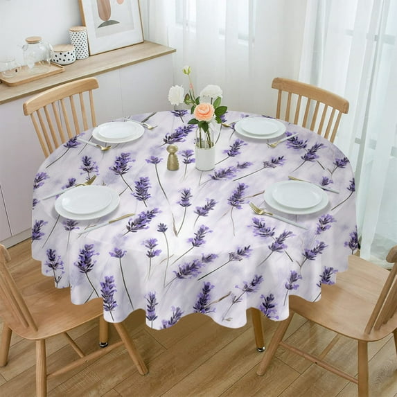 Flowers Daisies Lavender Butterflies Waterproof Tablecloth Table Decoration Wedding Home Kitchen Dining Room Round Table Cover