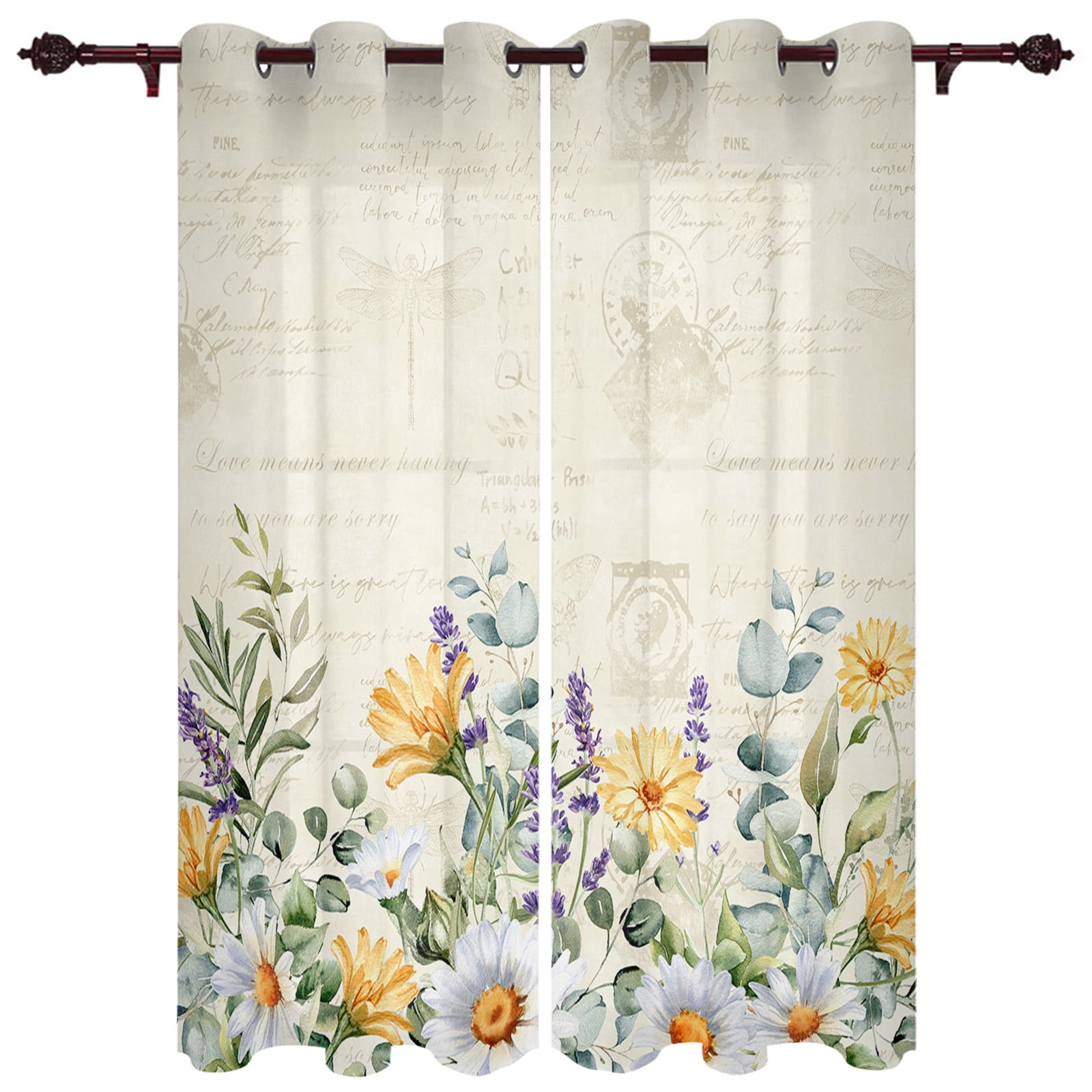 Flowers Daisies Lavender Curtains for Living Room Bedroom Study r Flowers Daisies Lavender Curtains for Living Room Bedroom Study r