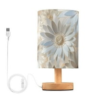 Flowers Daisy Bedside Table Lamp LED Warm Lights with USB Charging Port Retro Cylinder Desk Lamps
