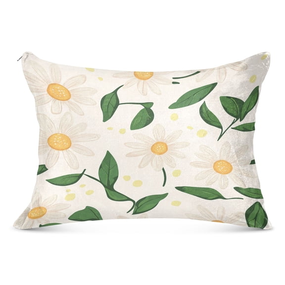 Flowers Daisy Pattern 20x26" Standard Plush Pillow Case, Zippered Hypoallergenic Bed Pillowcase