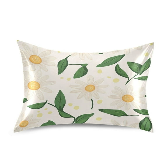 Flowers Daisy Pattern Luxury Silky Soft Pillowcase Standard Size Wrinkle Resistant Envelope Closure 20x26in