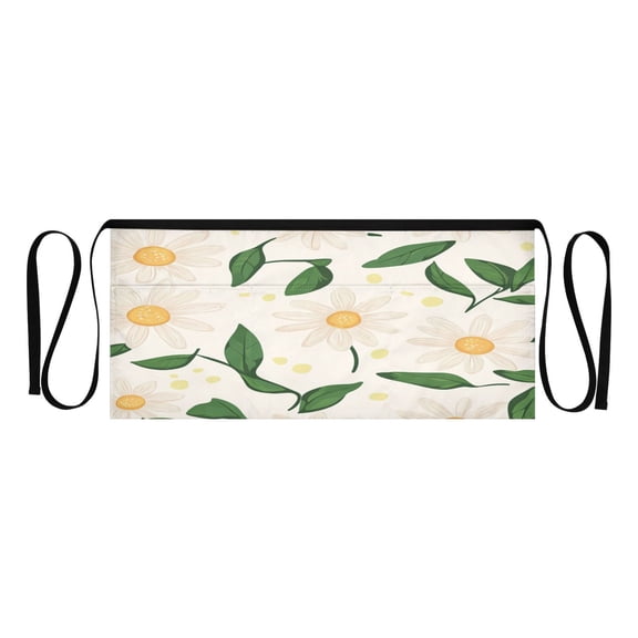 Flowers Daisy Pattern Multi Pocket Short Apron Waterproof, Adjustable 96.5in Belt for various occasions