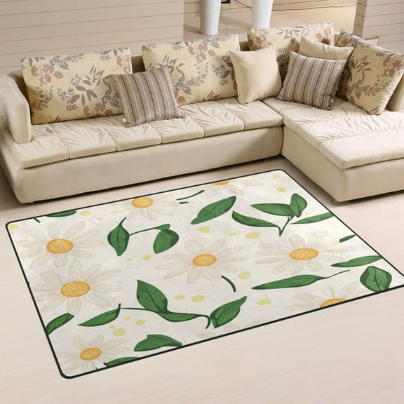 Flowers Daisy Pattern Soft Polyester Area Rug 31''x20'', Non Slip, Memory Foam, Water Absorbent