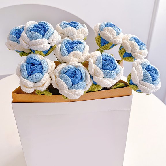 Flowers For Decoration, Handwoven Eternal Flower Gradual Rose Imitation Flower Woolen Thread Hooked Finished Flower Bundle As A Girlfriend And Girlfriend - Silk Flowers