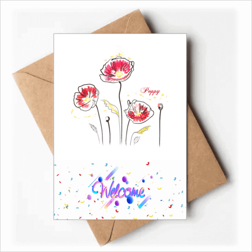 Flowers Decoration Painting Welcome Back Greeting Cards Envelopes Blank