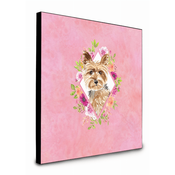 Caroline's Treasures CK4197UP88 Yorkie Pink Flowers Artwork Wall Panel, , multicolor