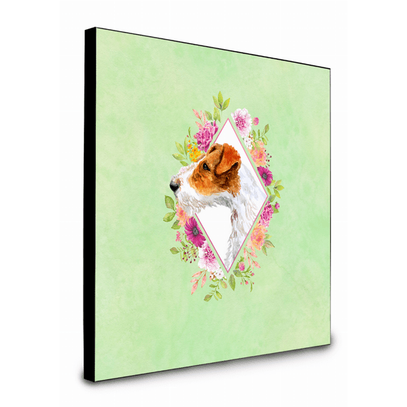 Carolines Treasures CK4302UP88 Jack Russell Terrier 2 Green Flowers Artwork Wall Panel, , multicolor